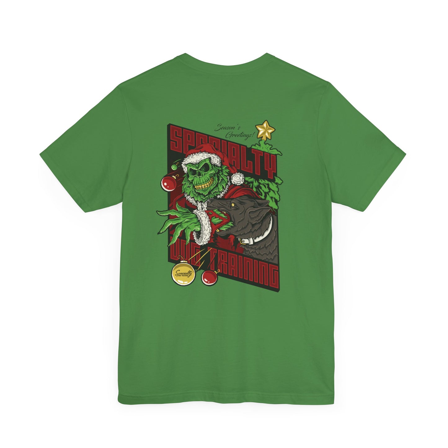 Holiday Grinch Decoy - Red - Green - Grey - Unisex Jersey Short Sleeve Tee (Back Print)