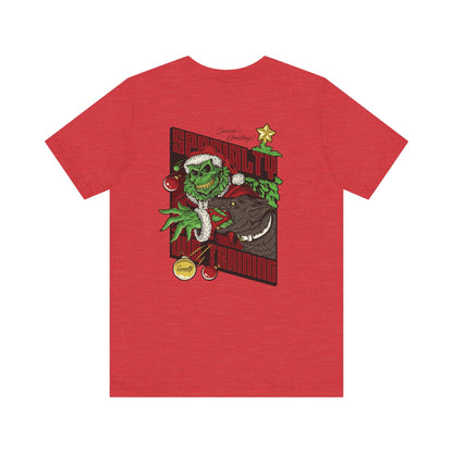 Holiday Grinch Decoy - Red - Green - Grey - Unisex Jersey Short Sleeve Tee (Back Print)