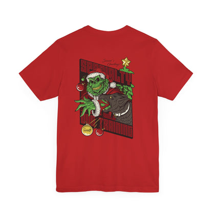 Holiday Grinch Decoy - Red - Green - Grey - Unisex Jersey Short Sleeve Tee (Back Print)